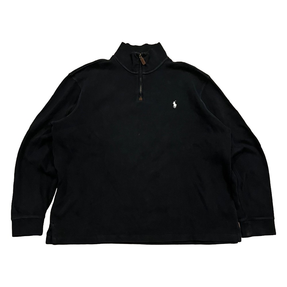 Polo Ralph Lauren Mens XL Black Quarter Zip Pullover Cotton Sweater